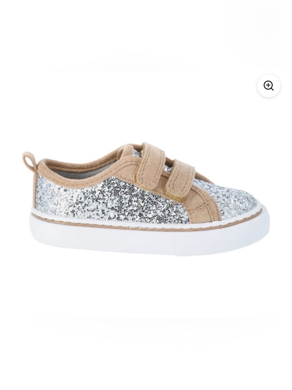 wonder nation Silver Glitter Toddler Size 5 Sneaker with Tan Accents
